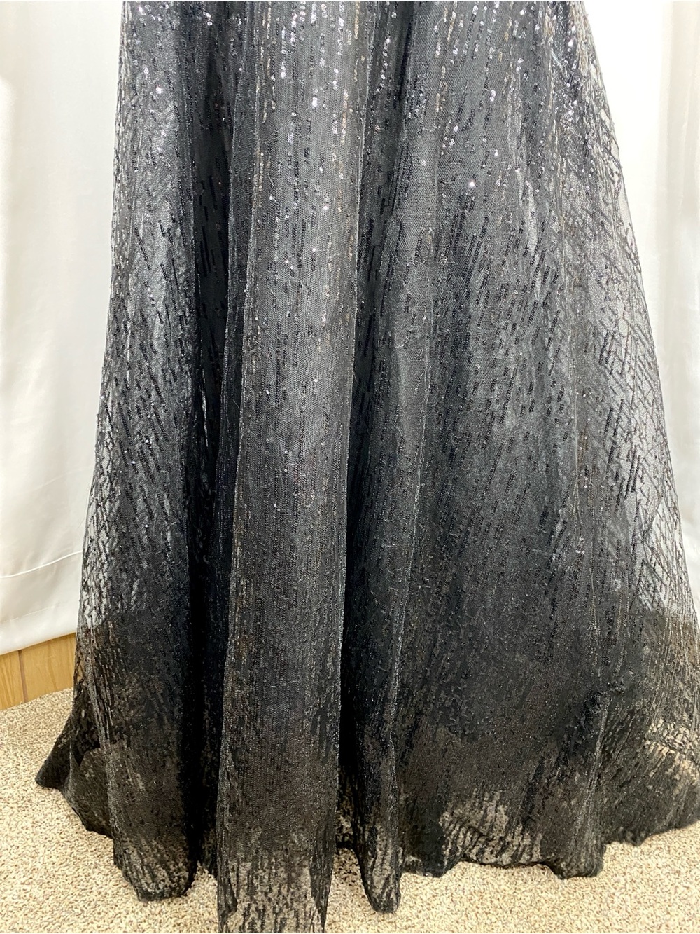 Mac Duggal Black Jewel Encrusted Illusion Long Sleeve A-line Gown Size 14 NWT - Picture 9 of 16
